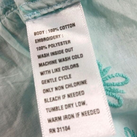 KAARI BLUE Embroidered Tiered Ruffle Trim Peasant Blouse Women's L. 100% Cotton. - Picture 3 of 12